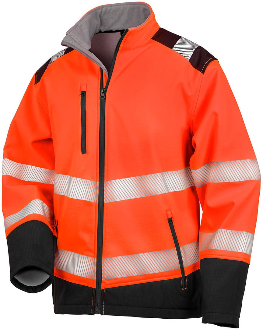 Μπουφάν ασφαλείας Ripstop Softshell Result R476X Fluorescent Orange/Black