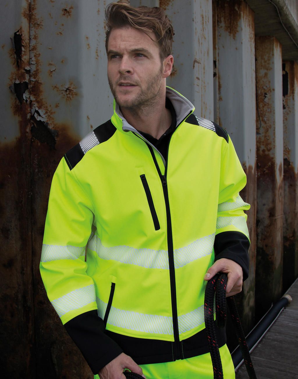 Μπουφάν ασφαλείας Ripstop Softshell Result R476X Fluorescent Yellow/Black