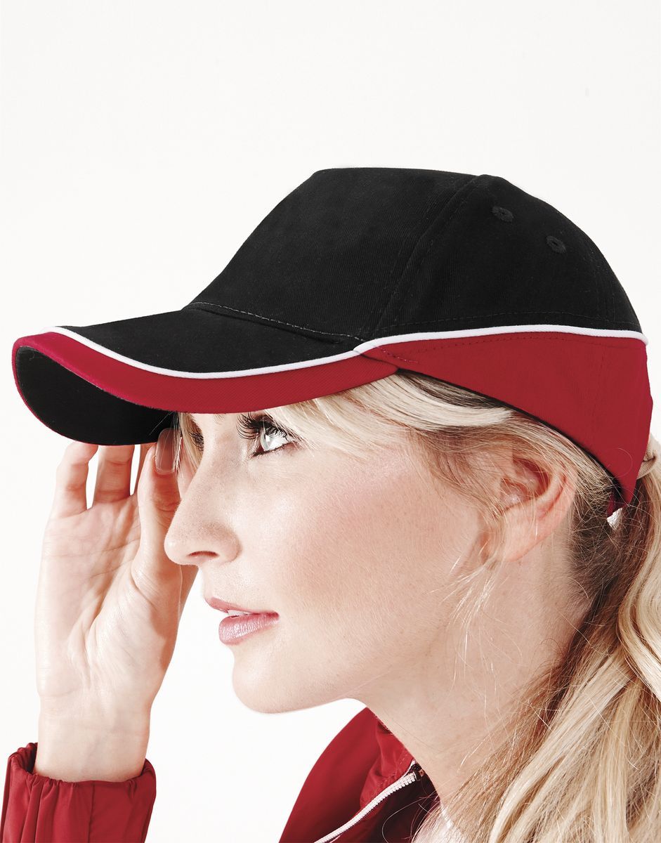 Καπέλο Teamwear Beechfield B171 Black/Classic Red/White