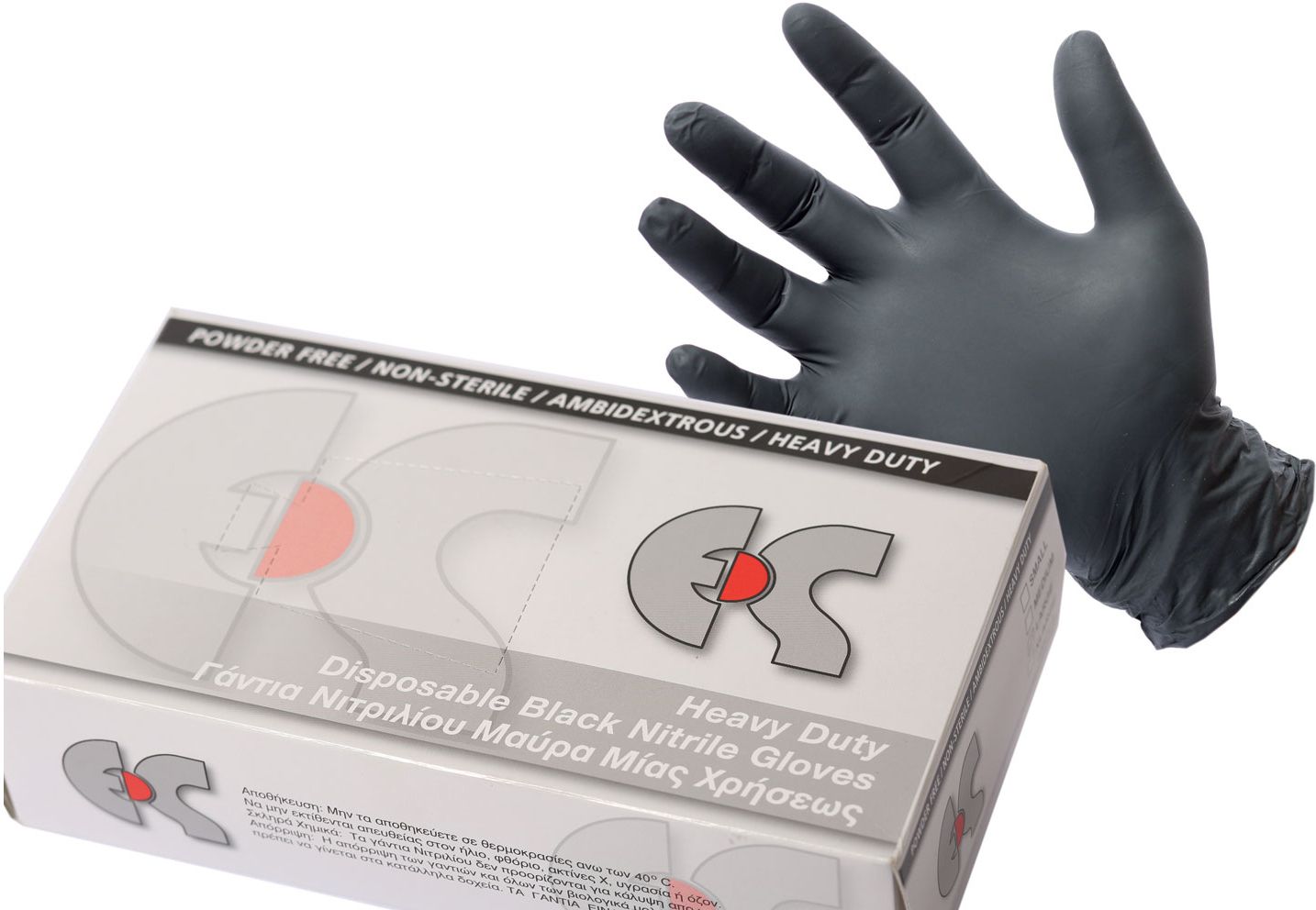 Γάντια Νιτριλίου Μίας Χρήσης Χωρίς Πούδρα Ergogloves 8150-040 100 τεμάχια Μαύρο