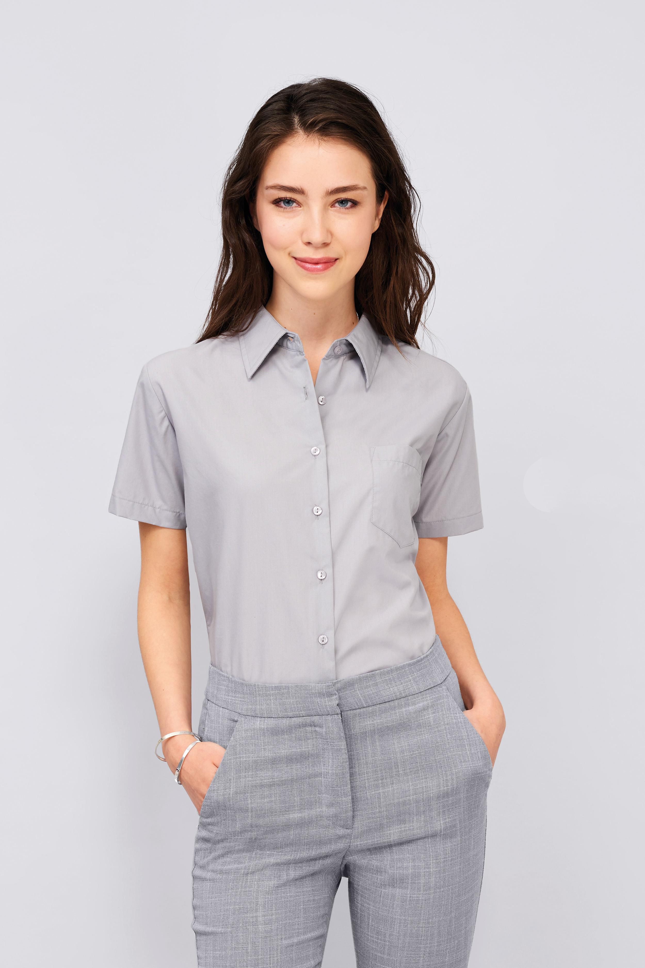 Γυναικείο κοντομάνικο πουκάμισο Escape SOLS 16070 Pearl Grey