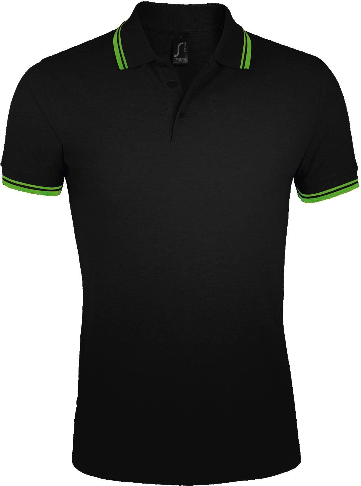 Ανδρικό πόλο πικέ Pasadena Men SOLS 00577 Black/Lime
