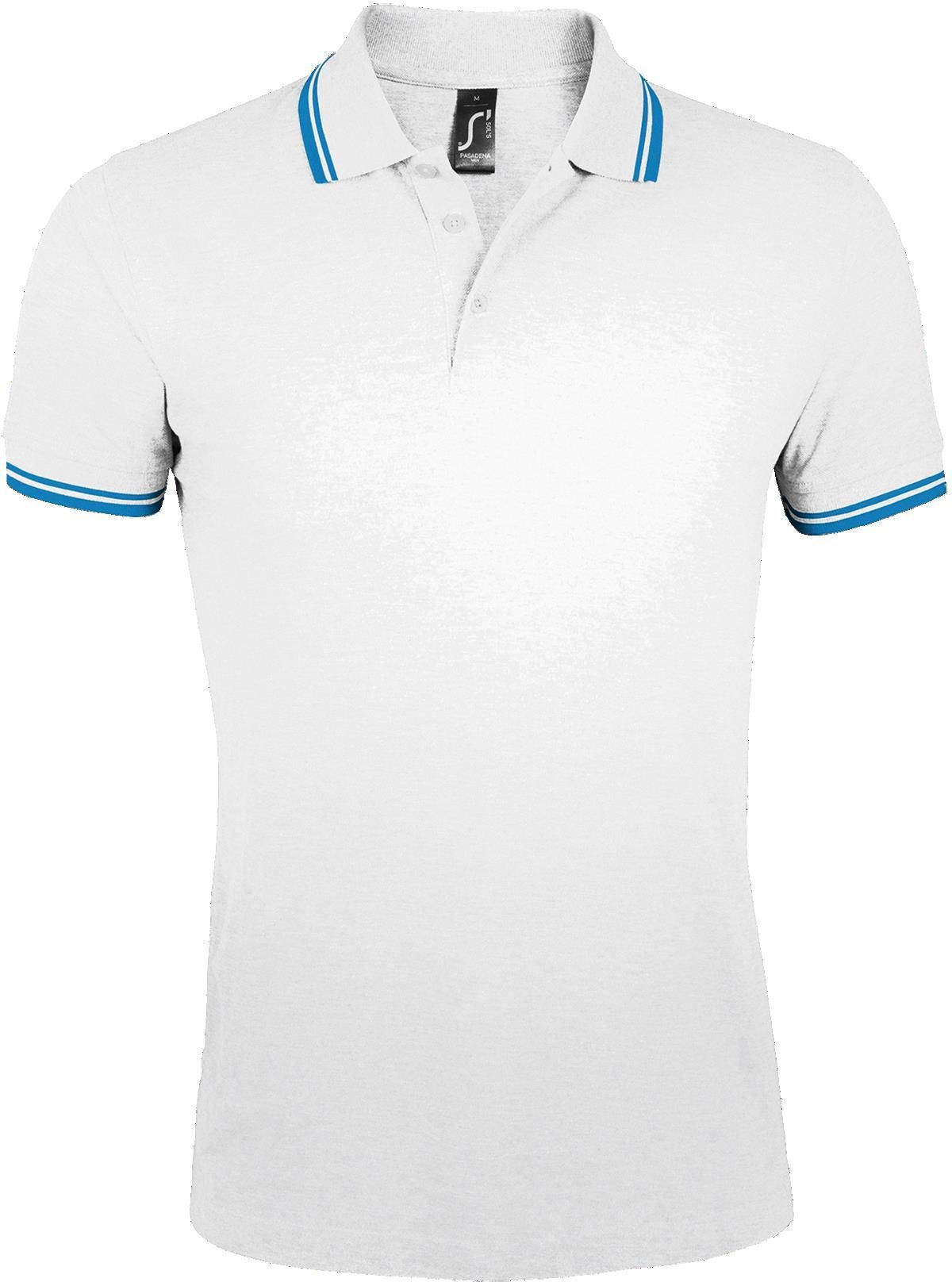 Ανδρικό πόλο πικέ Pasadena Men SOLS 00577 White/Aqua