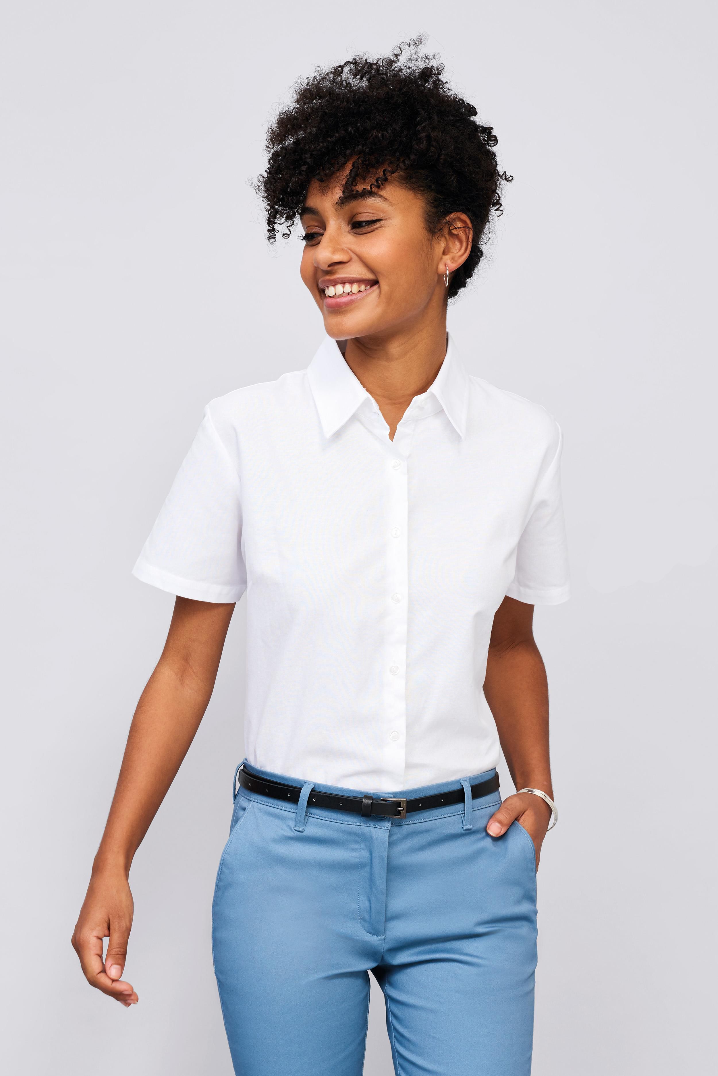 Γυναικείο κοντομάνικο πουκάμισο oxford Elite SOLS 16030 White
