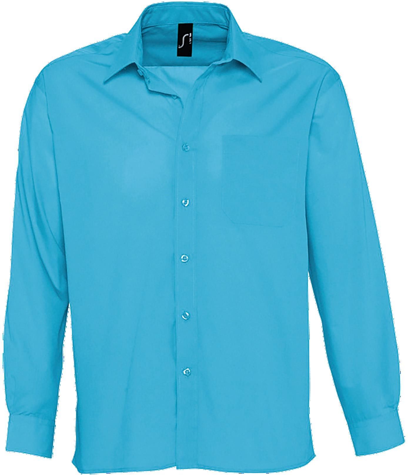Ανδρικό μακρυμάνικο πουκάμισο από ποπλίνα Baltimore SOLS 16040 Atoll Blue