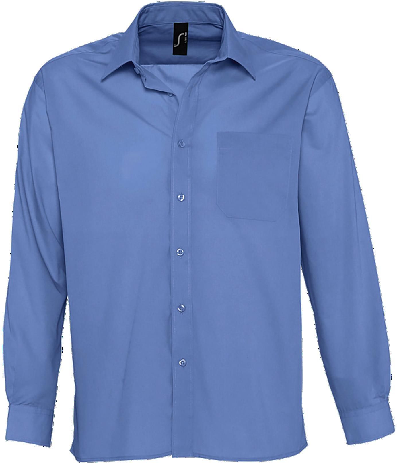 Ανδρικό μακρυμάνικο πουκάμισο από ποπλίνα Baltimore SOLS 16040 Medium Blue