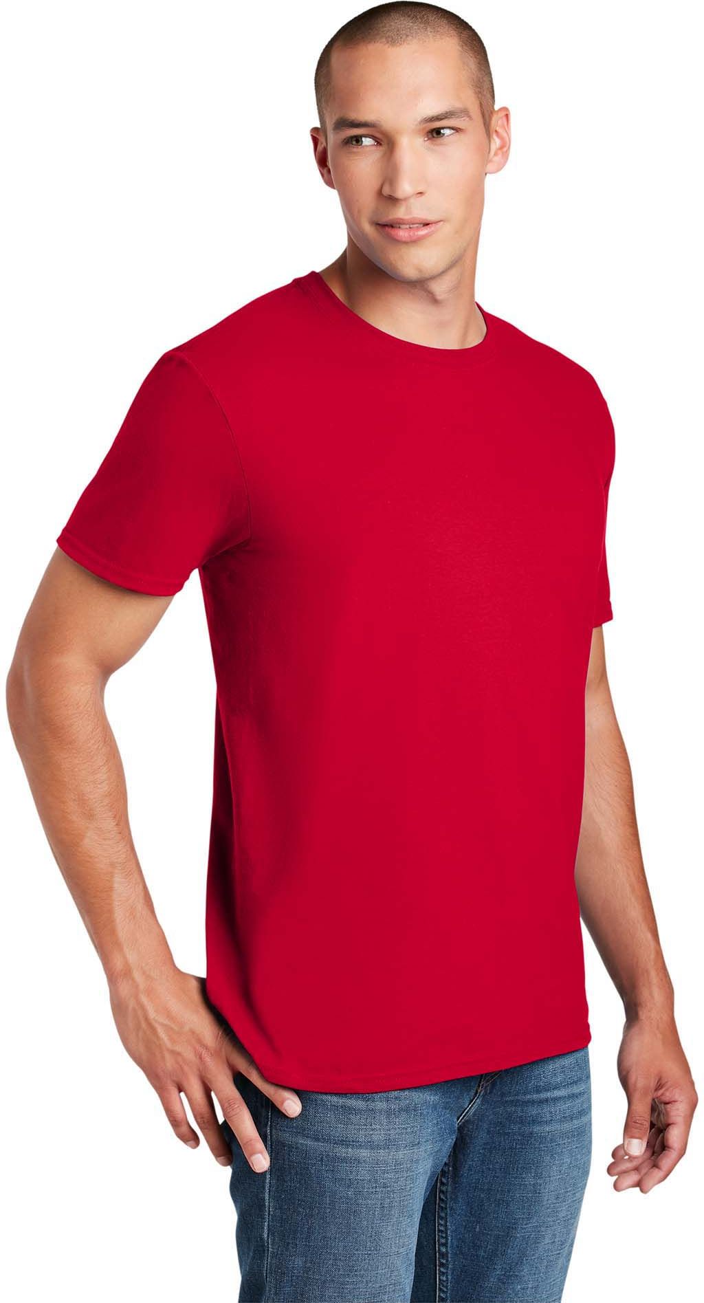 Ανδρικό T-Shirt ring spun χωρίς πλαϊνές ραφές Gildan 64000 Red