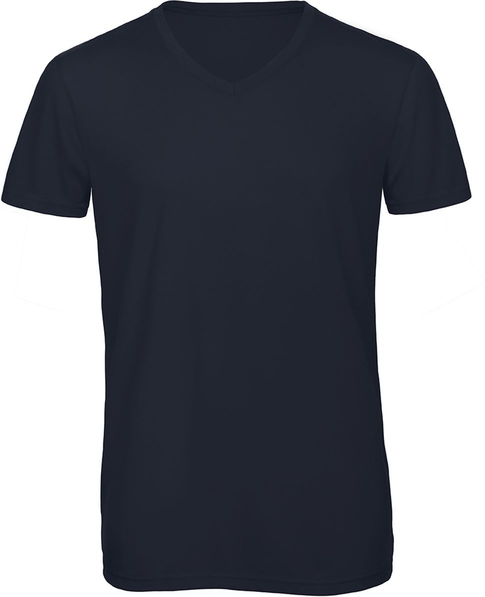 V Neck T-Shirt Triblend B & C V TM057 Navy