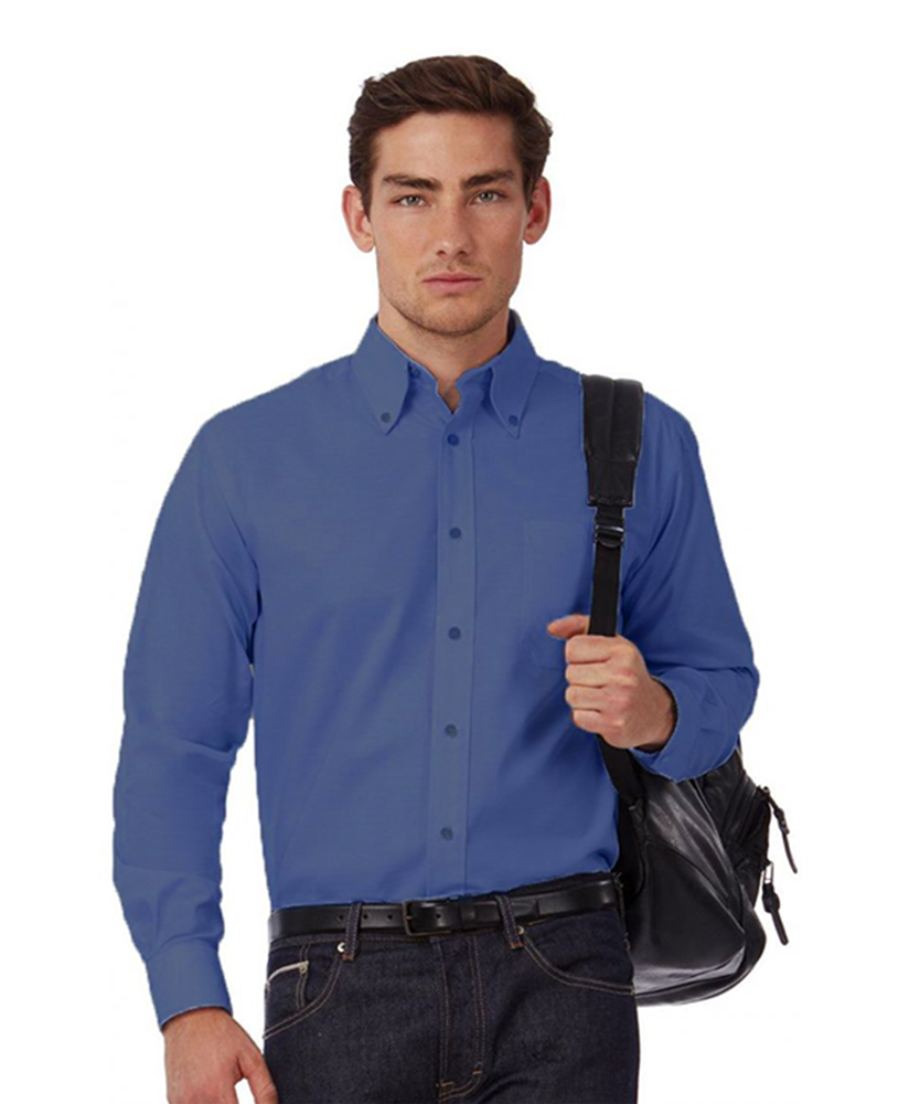 Ανδρικό μακρυμάνικο πουκάμισο B & C Oxford LSL Blue Chip