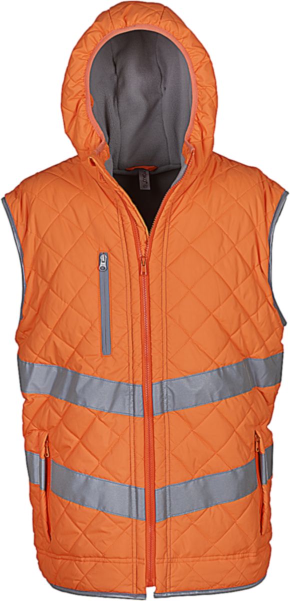 Αμανικο Μπουφαν Εργασιας Fluo Kensington Hooded Gilet Yoko HV007 Fluo Orange