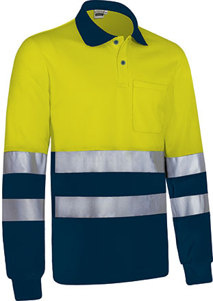 Hi-Vis Μακρυμάνικο Polo SNAKE Valento POVASNAAM Fluo Yellow-Orion Navy Blue