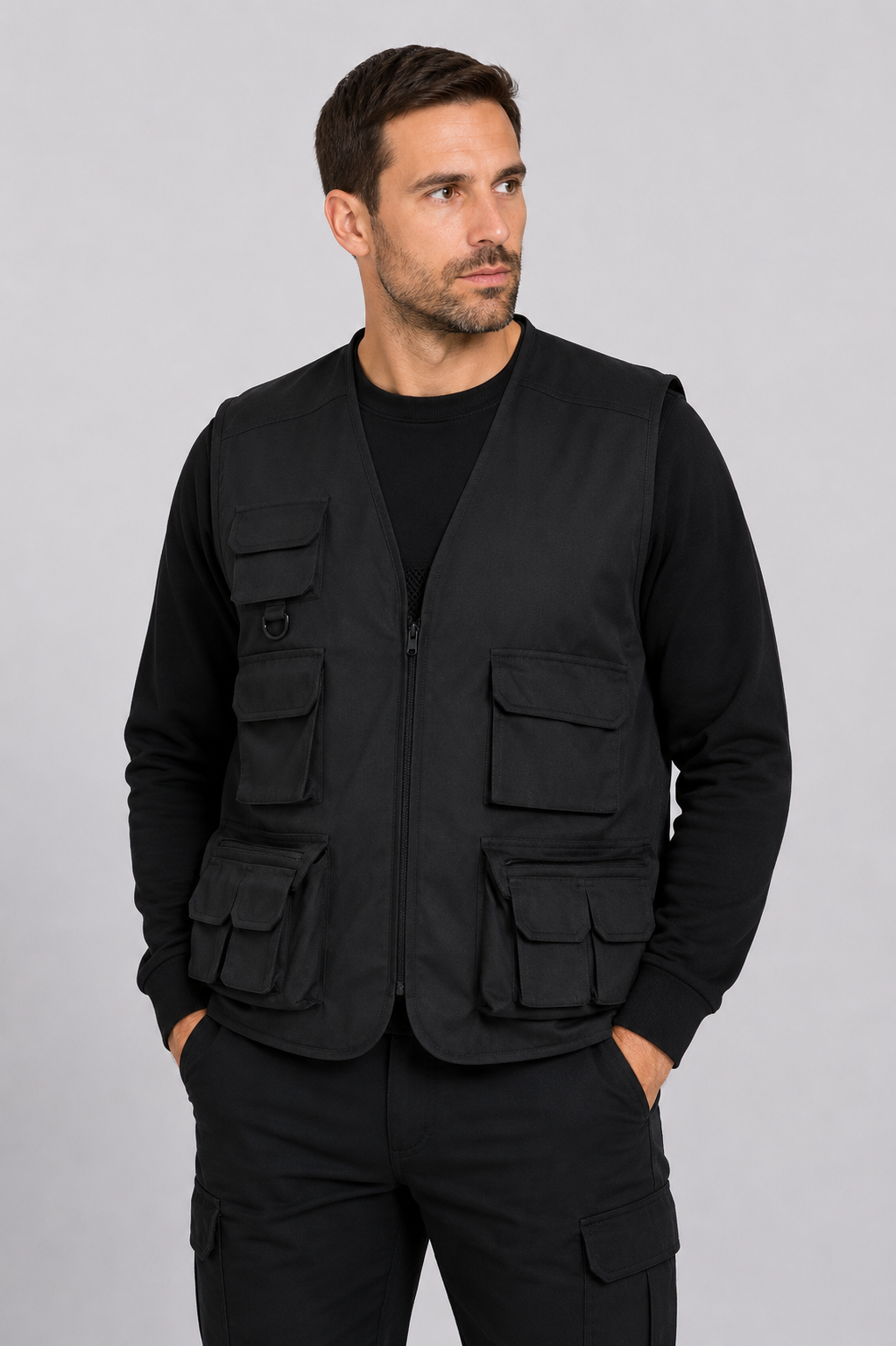 Γιλέκο ρεπόρτερ με δίχτυ επένδυση Rise About Basics 00108 Black
